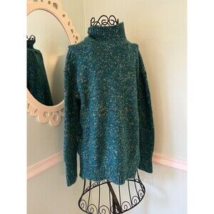 Lou & Grey LOFT Mock Neck‎ Green Oversized Sweater XS Extra Small NWT